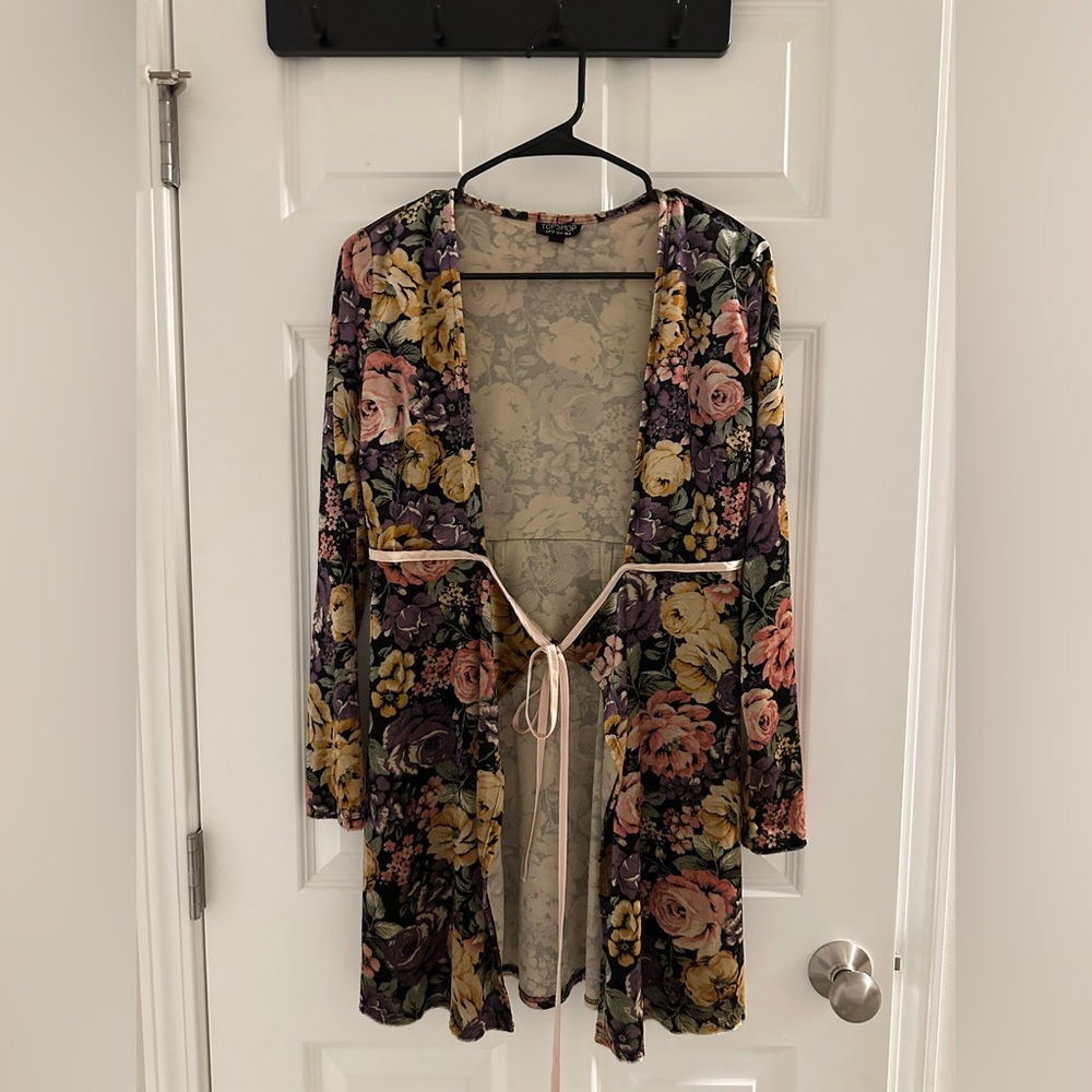 Topshop Floral Women's Robe - Purple and Yellow